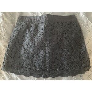 Abercrombie & Fitch Grey Floral Lace Mini Skirt Size S Cotton